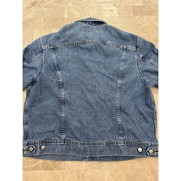 Vintage Lee Jean Jacket Men Size XL Blue Denim Riveted Light Wash USA Grunge - Picture 7 of 13